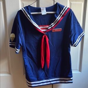 Blue Sailor Top with Red Tie